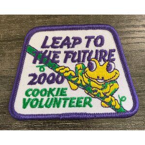 Vintage Girl Scout Cookie Volunteer LEAP TO THE‎ FUTURE 2000 Patch Frog